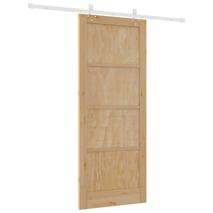 Sliding Door Natural and White 86 x 211 cm Solid Pine Wood