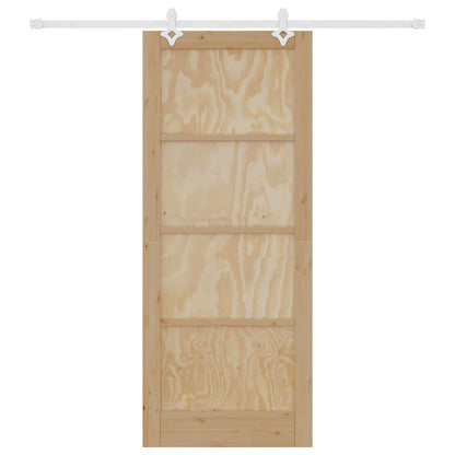 Sliding Door Natural and White 86 x 211 cm Solid Pine Wood