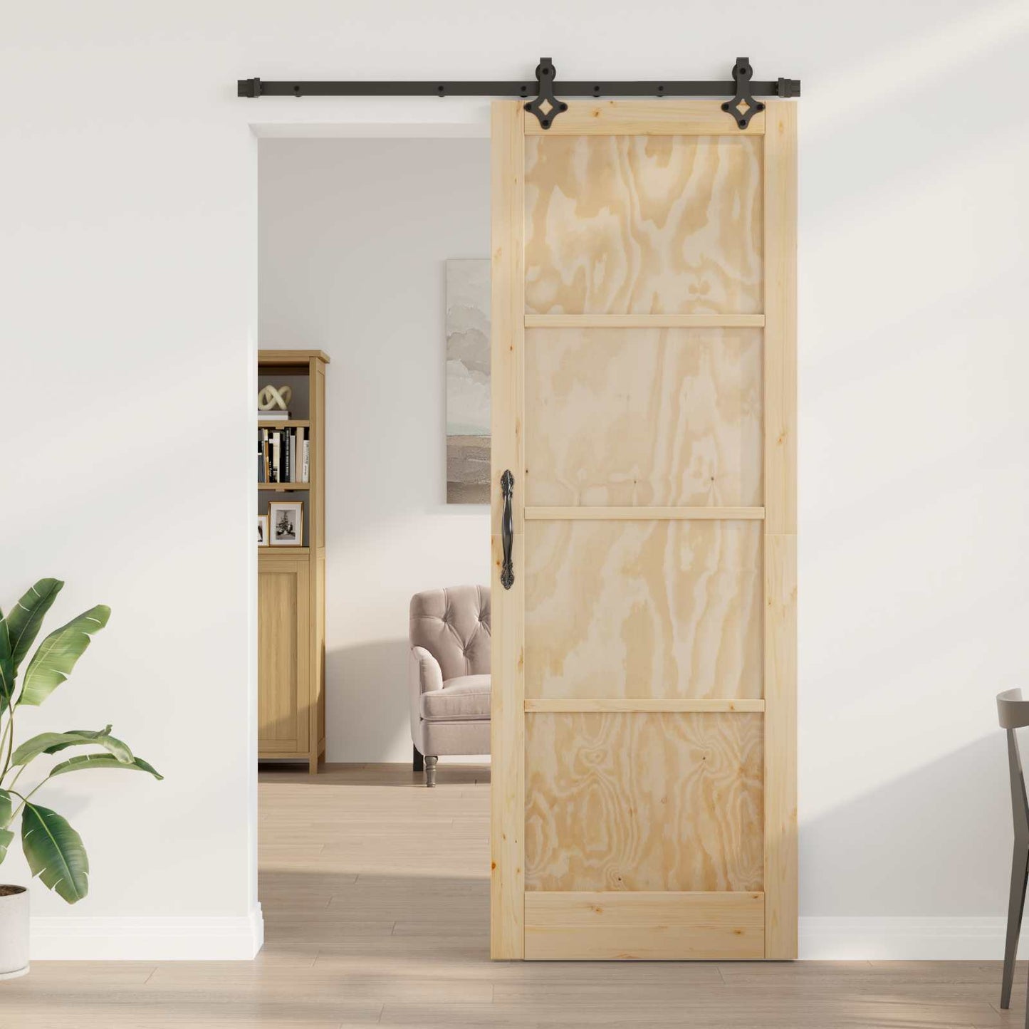 Sliding Door ORKDAL Natural 83 x 232 cm Solid Pine Wood