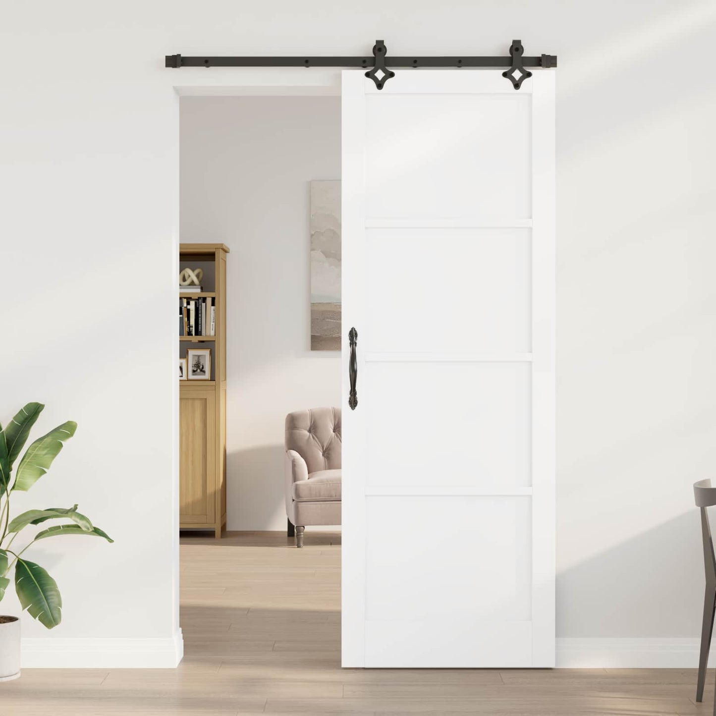 Sliding Door ORKDAL White 83 x 232 cm Solid Pine Wood