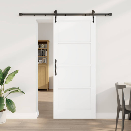 Sliding Door ORKDAL 83 x 202 cm Solid Pine Wood White and Black