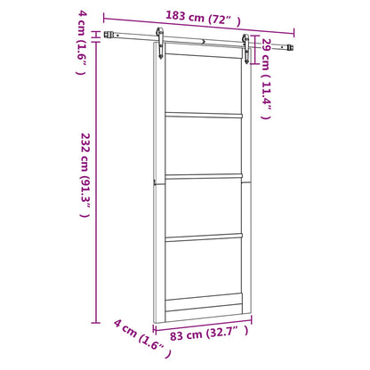 Sliding Door ORKDAL Natural and Black 83 x 232 cm