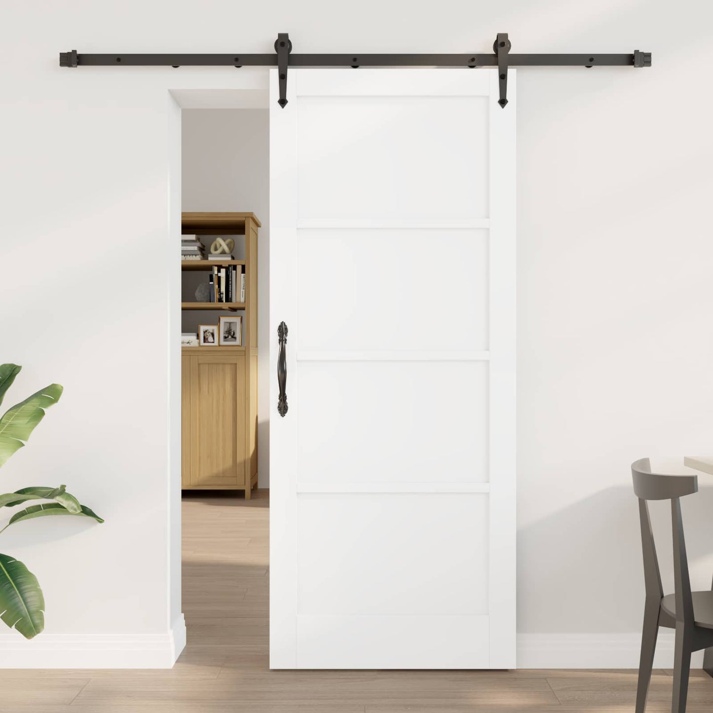 Sliding Door ORKDAL White and Black 83 x 202 cm Solid Pine Wood