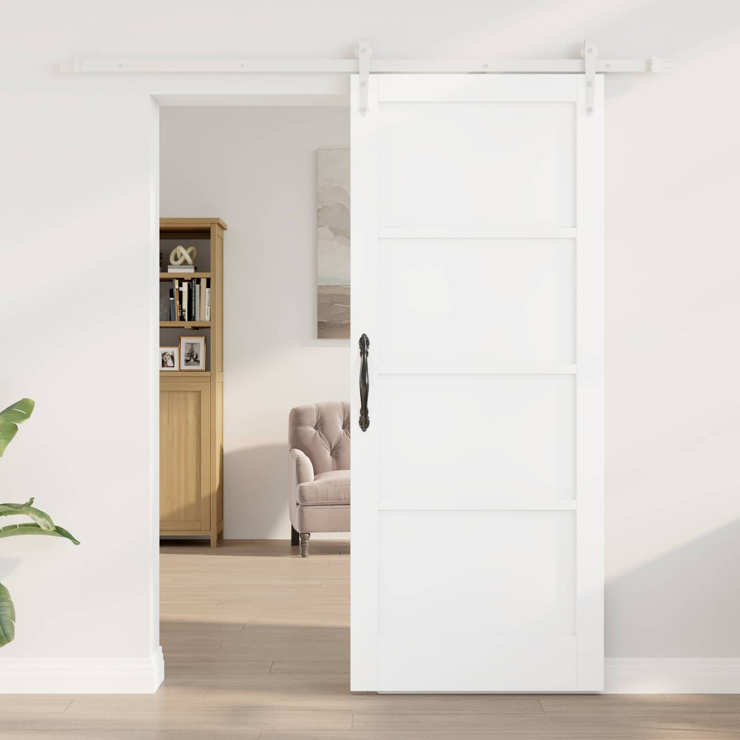 Sliding Door ORKDAL White 83 x 202 cm Solid Pine Wood