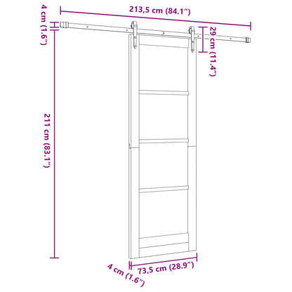 Sliding Door ORKDAL Natural 73.5 x 211 cm Solid Pine Wood