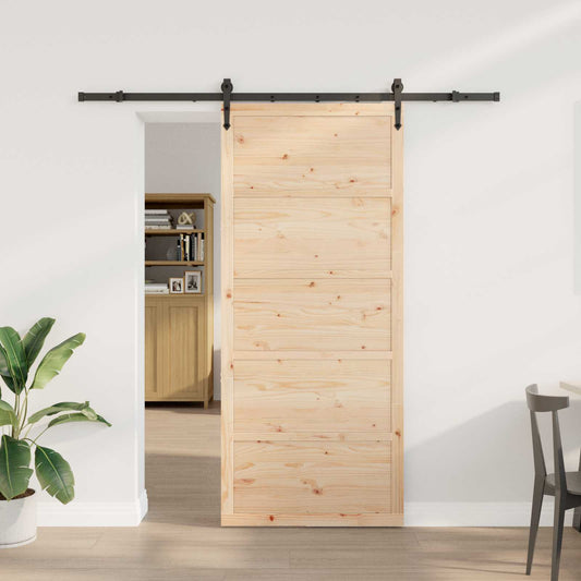 Sliding Door 100 x 208 cm Solid Pine Wood Natural