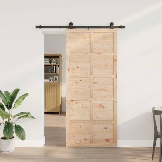 Sliding Door 80 x 208 cm Solid Pine Wood Natural