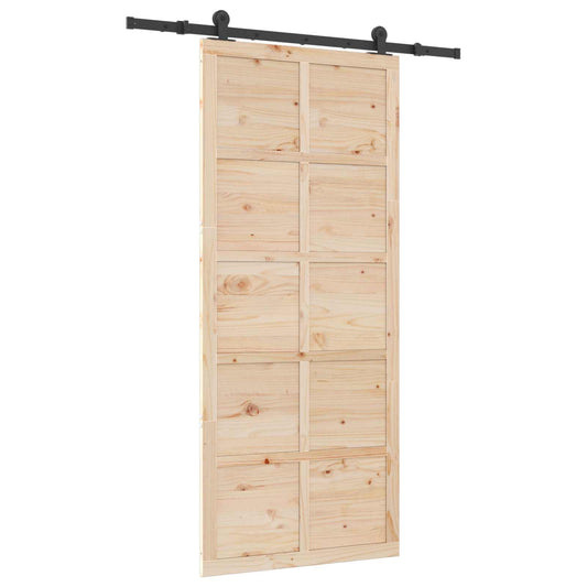 Sliding Door 80 x 208 cm Solid Pine Wood Natural
