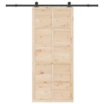 Sliding Door Natural 90 x 208 cm Solid Pine Wood