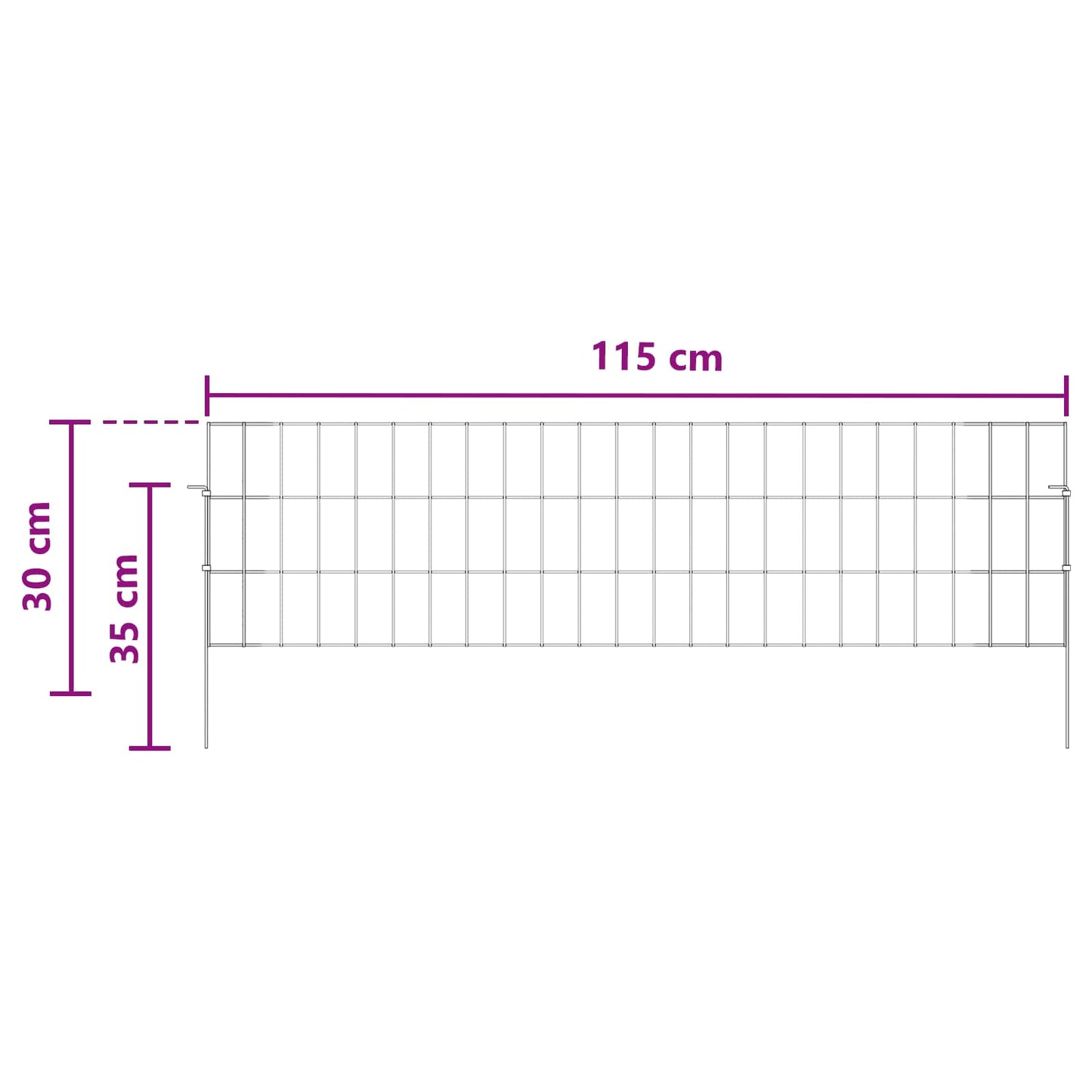 Garden Fence with Stakes 48 pcs 115 x 30 cm Mesh Silver