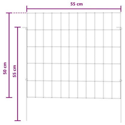 Garden Fence with Stakes 48 pcs 55 x 50 cm Mesh Silver