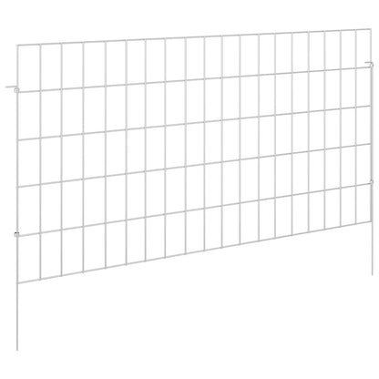 Garden Fence with Stakes 48 pcs 95 x 50 cm Mesh Silver