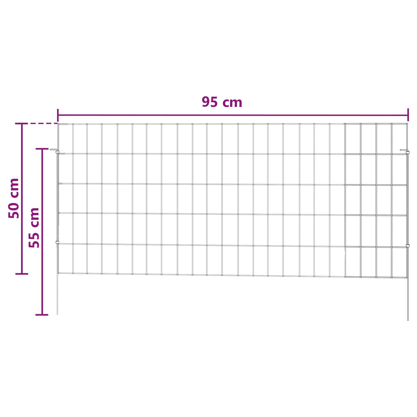 Garden Fence with Stakes 24 pcs 115 x 50 cm Mesh Silver