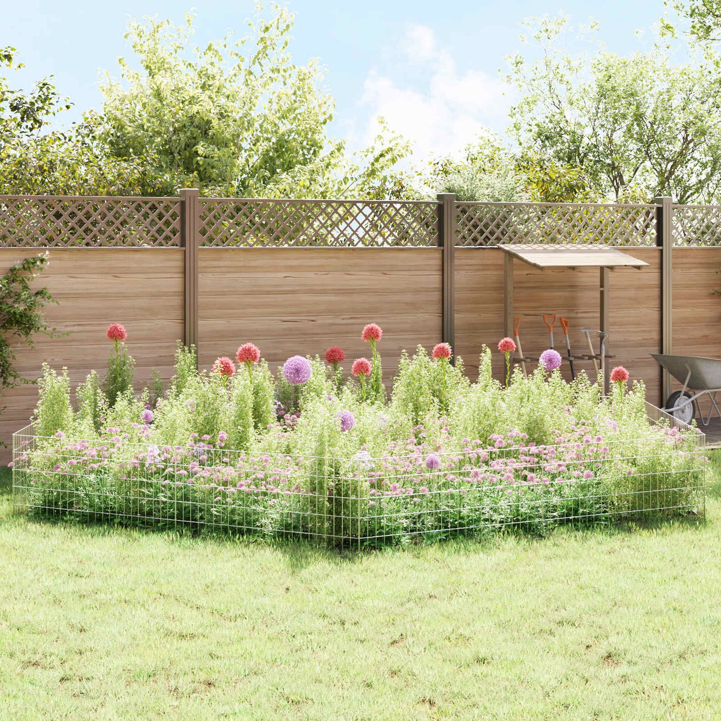 Garden Fence with Stakes 48 pcs 115 x 50 cm Mesh Silver