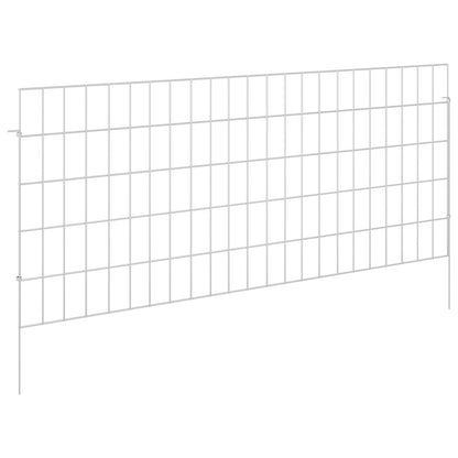 Garden Fence with Stakes 48 pcs 115 x 50 cm Mesh Silver