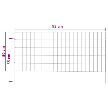 Garden Fence with Stakes 48 pcs 115 x 50 cm Mesh Silver