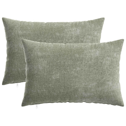Throw Pillow 2 pcs HEERLEN Green 30 x 50 cm Chenille Fabric