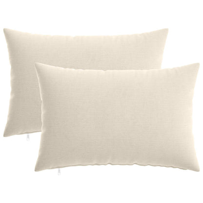Cushion with Pillow HEERLEN 2 pcs Cream Chenille Fabric
