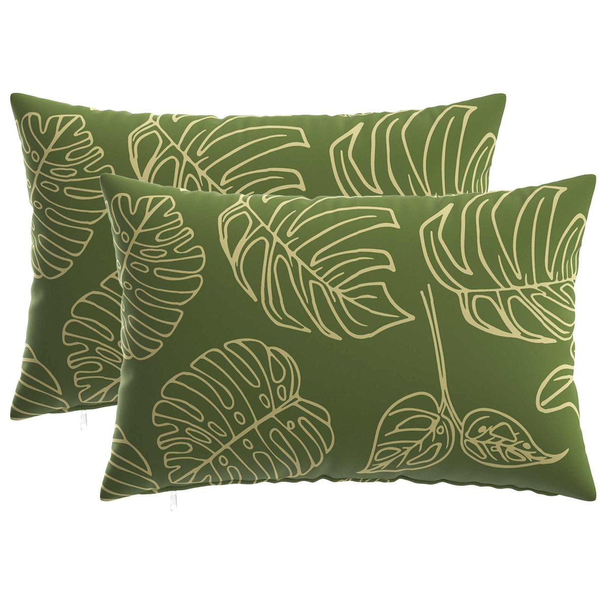 Cushion with Pillow HEERLEN 2 pcs Leaf Design Polyester