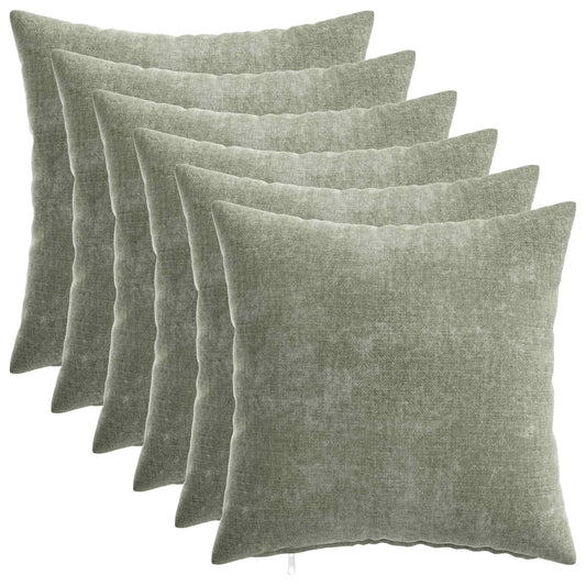 Throw Pillow 6 pcs HEERLEN Green 35 x 35 cm Chenille Fabric