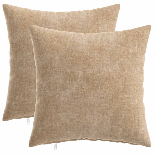 Throw Pillow 2 pcs HEERLEN Taupe 35 x 35 cm Chenille Fabric