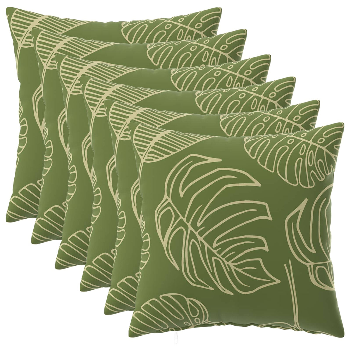 Cushion with Pillow HEERLEN 6 pcs Leaf Design Polyester