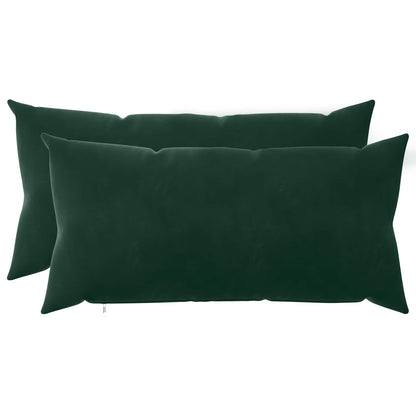 Cushion with Pillow HEERLEN 2 pcs Dark Green Velvet