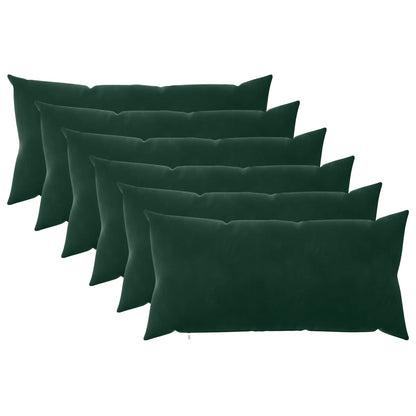 Cushion with Pillow HEERLEN 6 pcs Dark Green Velvet