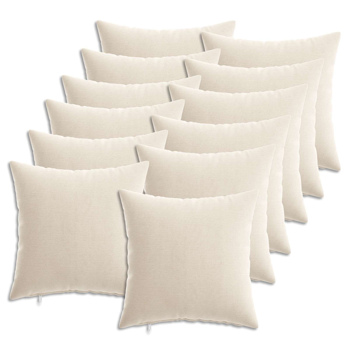 Throw Pillow 12 pcs HEERLEN Cream 45 x 45 cm Chenille Fabric