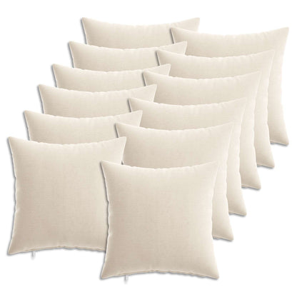 Throw Pillow 12 pcs HEERLEN Cream 45 x 45 cm Chenille Fabric