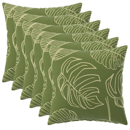 Cushion with Pillow HEERLEN 6 pcs Leaf Design Polyester