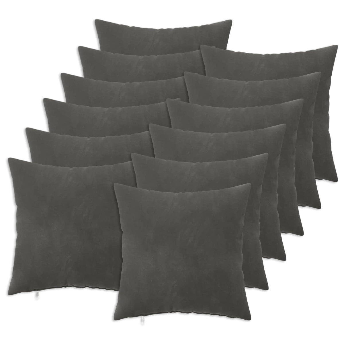 Cushion with Pillow HEERLEN 12 pcs Dark Grey Velvet