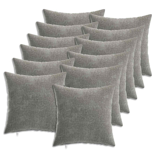 Cushion with Pillow HEERLEN 12 pcs Dark Grey Chenille Fabric
