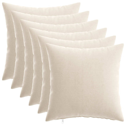 Throw Pillow 6 pcs HEERLEN Cream 50 x 50 cm Chenille Fabric