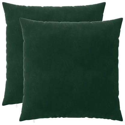 Cushion with Pillow HEERLEN 2 pcs Dark Green Velvet
