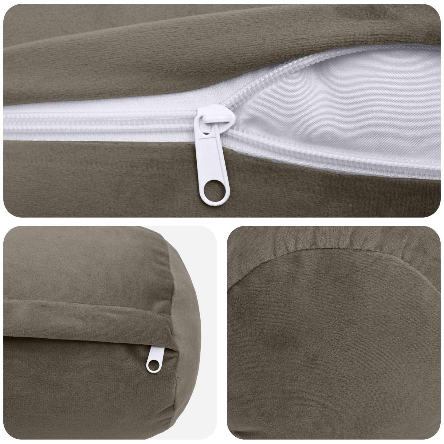 Cushion with Pillow HEERLEN 2 pcs Light Grey Velvet