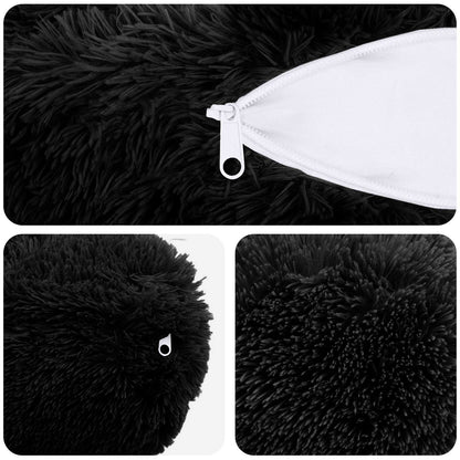 Cushion with Pillow HEERLEN 6 pcs Black PV Fleece