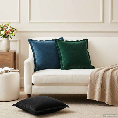 Cushion with Pillow HOUTEN 6 pcs Dark Green Velvet