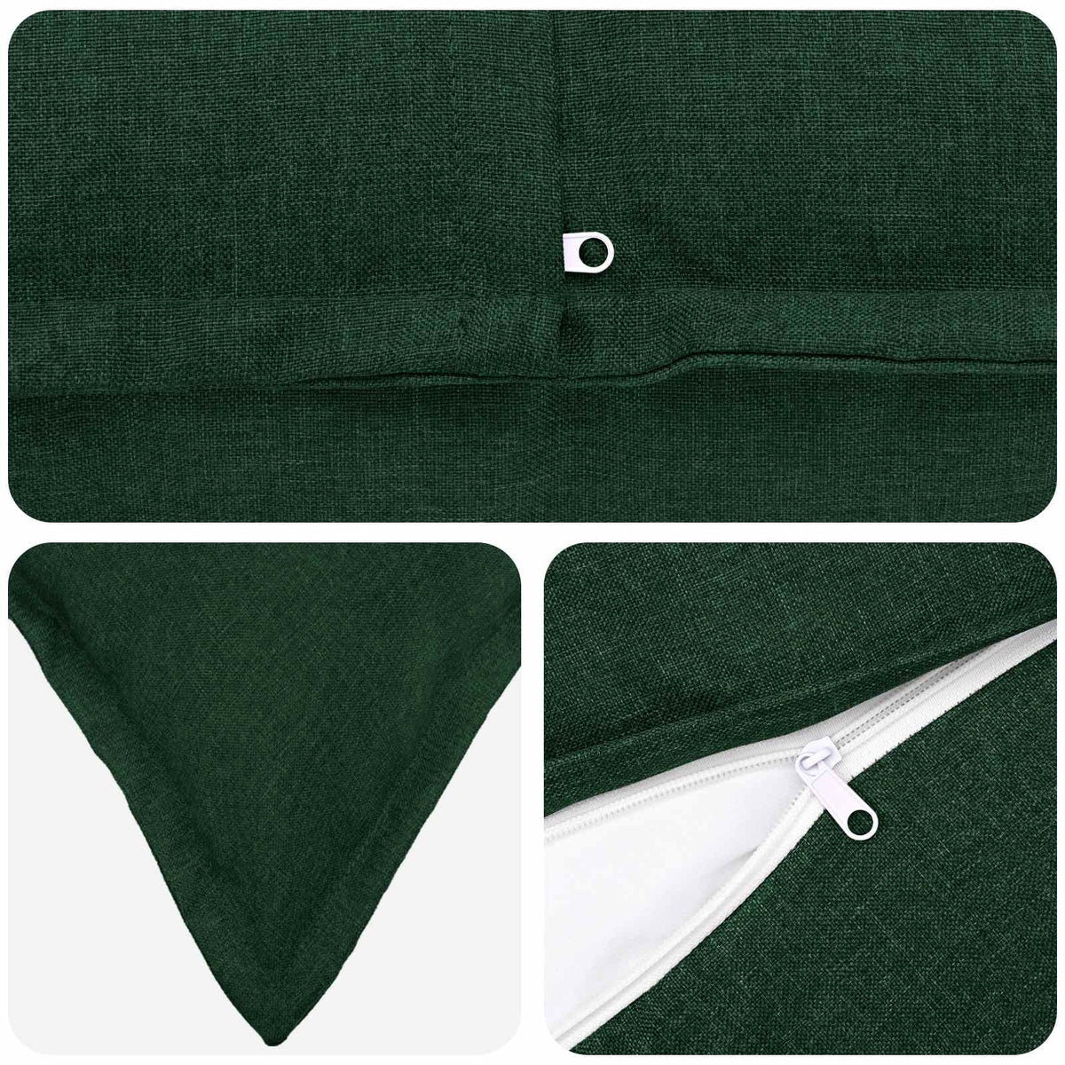 Cushion with Pillow HOUTEN 6 pcs Dark Green Faux Linen
