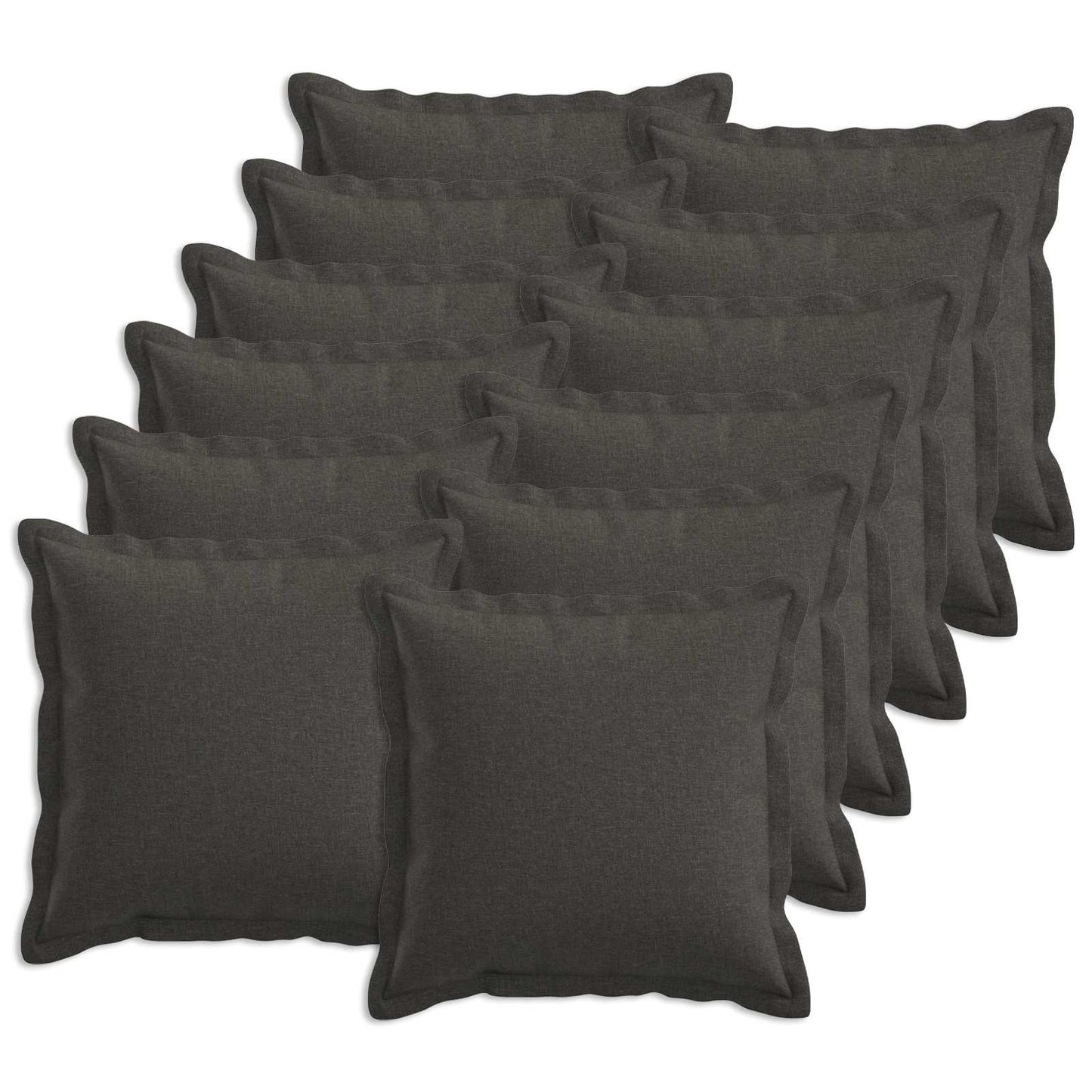 Cushion with Pillow HOUTEN 12 pcs Dark Grey Faux Linen