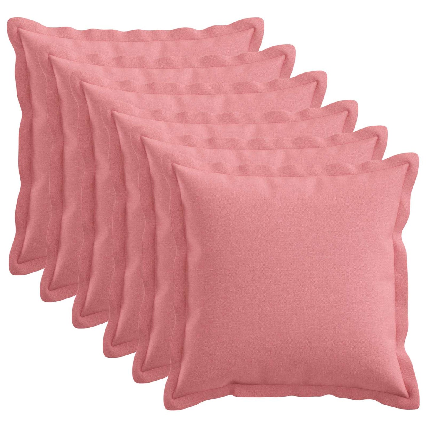 Cushion with Pillow HOUTEN 6 pcs Pink Faux Linen