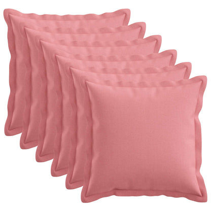 Cushion with Pillow HOUTEN 6 pcs Pink Faux Linen