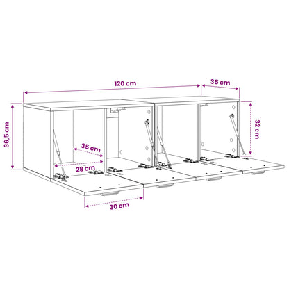 Wall Cabinet 2 pcs 120 x 36.5 x 35 cm Engineered Wood