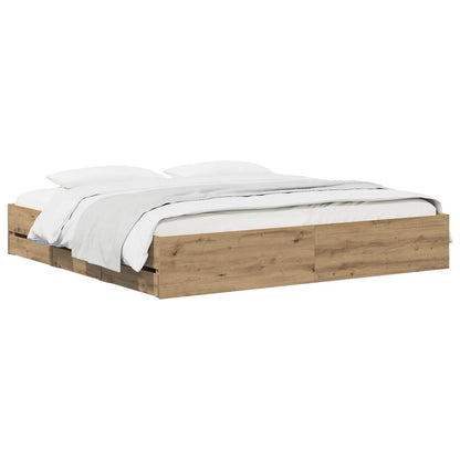 Bed Frame with Storage Artisan Oak 180 x 200 cm Engineered wood