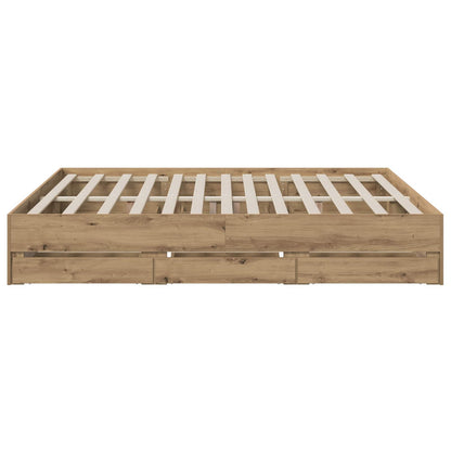 Bed Frame with Storage Artisan Oak 180 x 200 cm Engineered wood