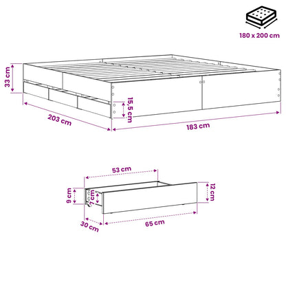 Bed Frame with Storage Artisan Oak 180 x 200 cm Engineered wood