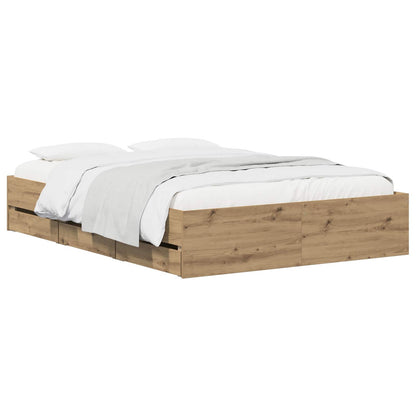 Bed Frame with Storage Artisan Oak 160 x 200 cm Engineered wood