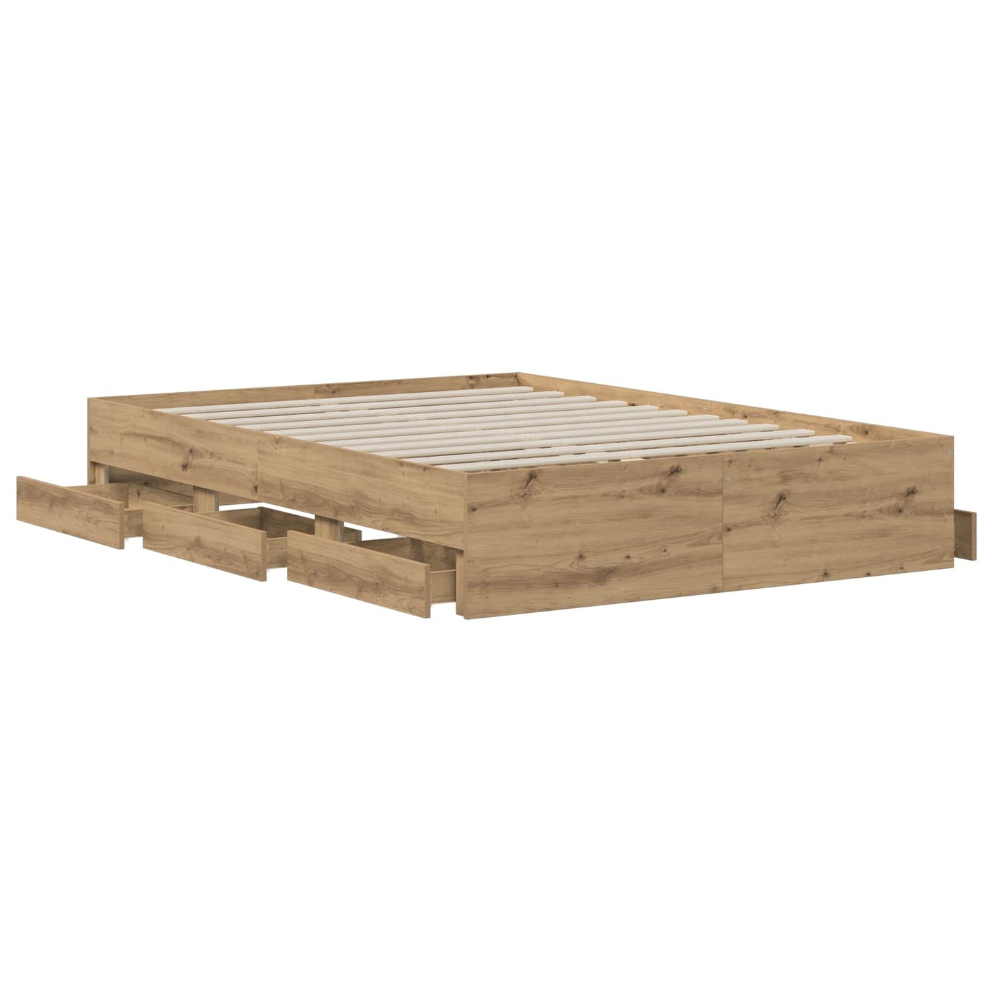 Bed Frame with Storage Artisan Oak 150 x 200 cm Engineered wood
