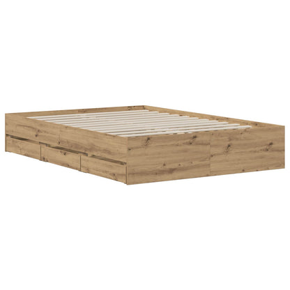 Bed Frame with Storage Artisan Oak 120 x 200 cm Engineered wood