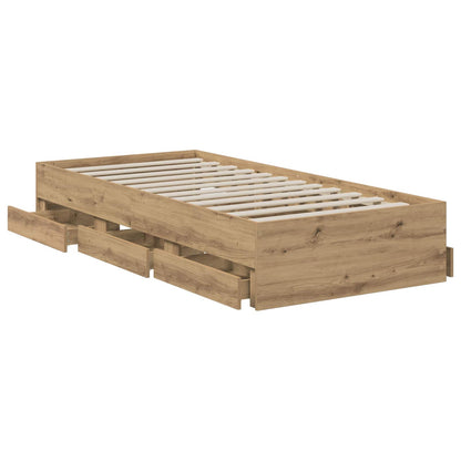 Bed Frame with Storage Artisan Oak 90 x 200 cm Engineered wood
